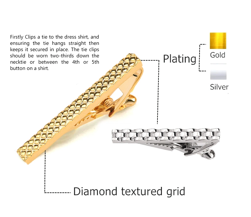 Amazon Hot Sale Custom Logo Gold Black Silver Metal Tie Clip for Men