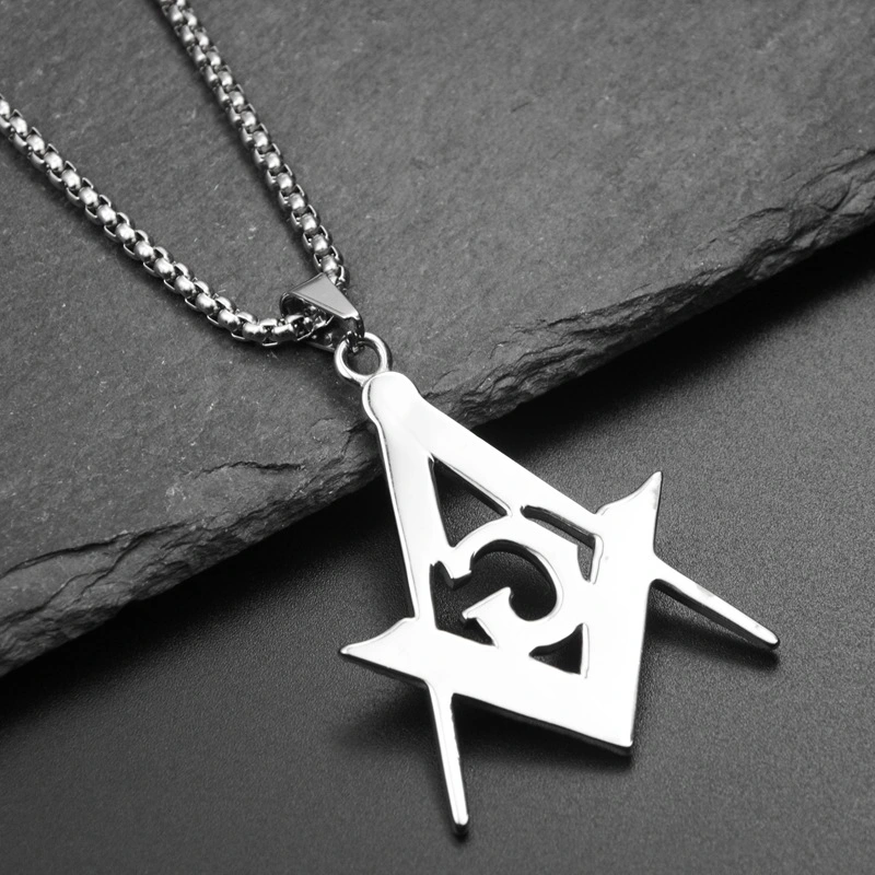 Stainless Steel Pendant Chain Necklace-Masonic Charm Chain Necklace Link Chains