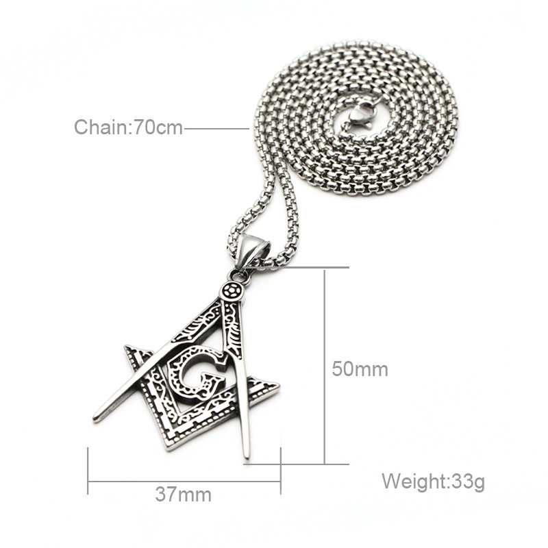 Stainless Steel Pendant Chain Necklace-Masonic Charm Chain Necklace Link Chains
