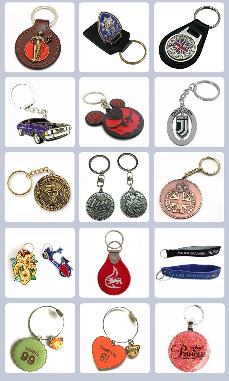 China Factory Custom Promotional Gift Fashion Metal Key Ring PVC Keychain