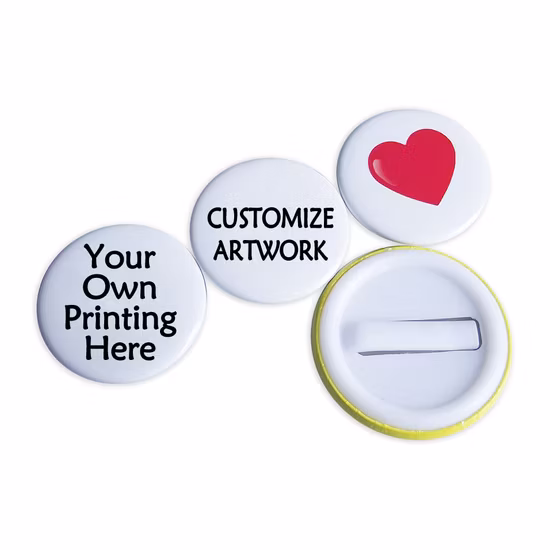 Wholesale 25mm 56mm 78mm Round Shape Sublimation White Blanks Tin Button Badge with Pin