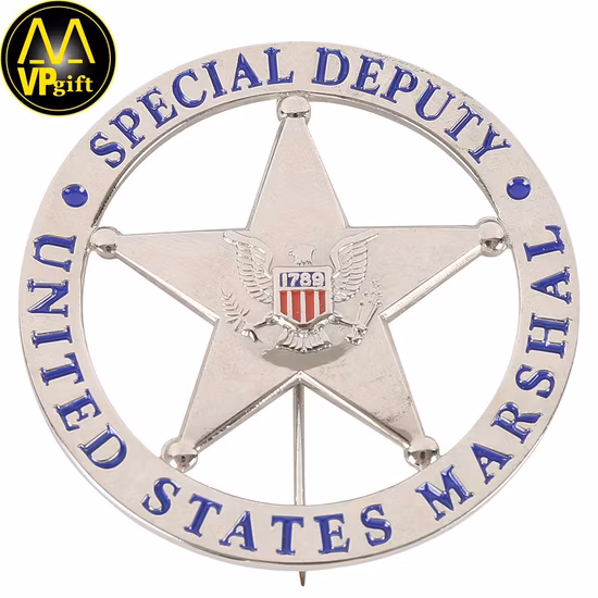 China Wholesale Custom Logo Metal Souvenir Challenge Political Enamel Lapel Pin Sheriff Star Police Pilot Security Officer Flag Brooch Shield Military Badge