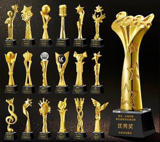 S Size/Customized Crystal Resin and Matel Gold Foil Awad Prize Trophy